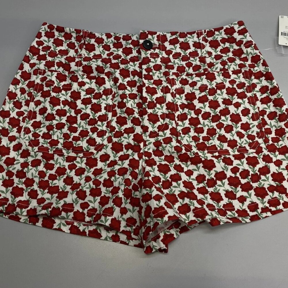 Maeve Women's Mini Short - The Colette Roses Linen Edition Size 31 | White/Red